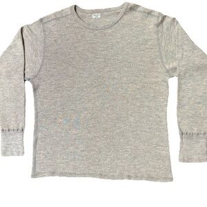 Homespun Knitwear Shirt Mens XL Cotton Wool Thermal Long Sleeve Oatmeal Gray